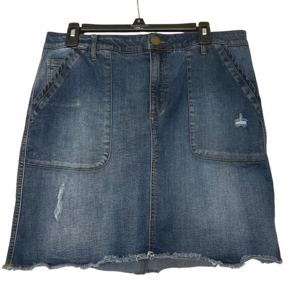 Democracy Ab Solution Medium Wash Denim Mini Skirt Size 12 Festival Summer - Picture 1 of 8